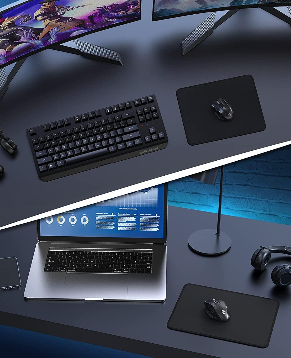 Mouse Pad,  Computer Mouse Pad with Stitched Edges, Washable Mouse Mat with Superior Micro-Weave Cloth, Gaming Mouse Pad for Office & Home, Non-Slip Rubber Base, Black