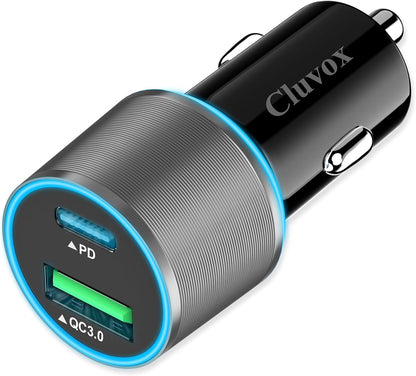 Dual USB Car Charger Adapter,  20W Fast Charge Car Charger Compatible for Iphone 15 Pro Max/Plus/14/13/12/11/Xs/Xr/8/Se 2020/Ipad 8Th/Pro/Air 4/Mini, Google Pixel, Samsung Cigarette USB Charger